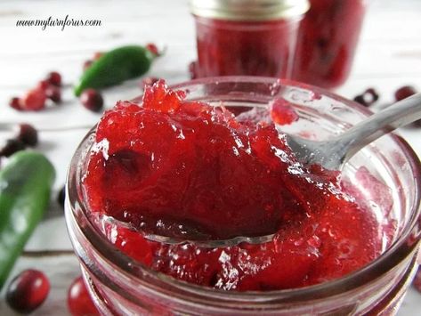 Homemade Cranberry Jalapeño Jam served over cream cheese Cranberry Jalapeño Jam, Cranberry Jalapeno Jelly Recipe, Cranberry Jalapeno Jam Recipe, Jam Appetizer, Jalapeno Jam Recipe, Jalapeno Jelly Recipes, Cranberry Jalapeño, Pepper Jelly Recipes, Jalapeno Jam