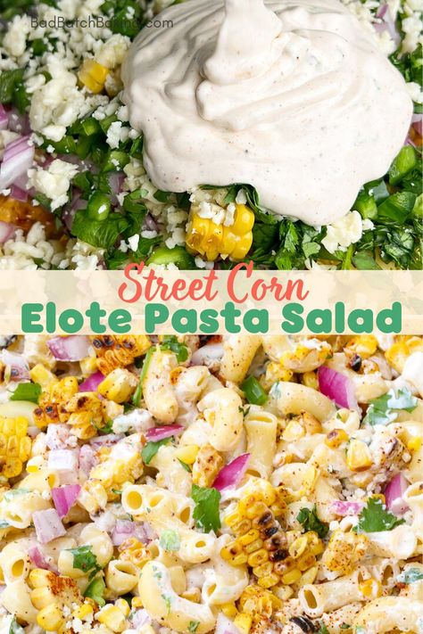 elote pasta salad Elote Pasta Salad, Elote Pasta, Corn Elote, Street Corn Pasta Salad, Street Corn Pasta, Bacon Pasta Salad, Corn Pasta Salad, Avocado Blt, Bbq Chicken Sliders