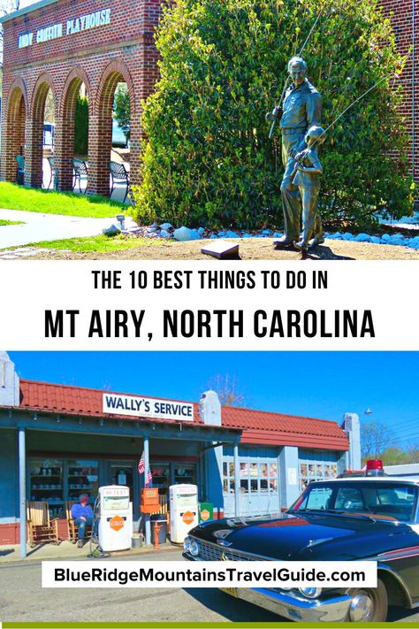 The 10 Best Things to Do in Mount Airy NC including tours, wineries, restaurants, shopping, Hiking and more! mount airy north carolina | mayberry nc | mayberry north carolina | mount airy nc | mt airy north carolina | things to do in mount airy north carolina | mayberry town | downtown mount airy| downtown mt airy | mt airy andy griffith | is there a mayberry north carolina | mayberry squad car tours | mayberry police car | Andy Griffith Homeplace | Snappy Lunch | Yadkin Val via @greenglobaltrvl Mount Airy Nc, Mt Airy North Carolina, Mayberry Nc, Mount Airy North Carolina, Charleston Vacation, Vacay Ideas, Pilot Mountain, North Carolina Travel, Mount Airy