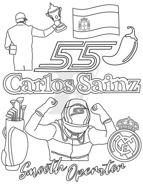 F1 Painting Ideas Easy, Carlos Sainz Tattoo Ideas, F1 Drawings Ideas, Formula 1 Coloring Pages, Carlos Sainz Art, Carlos Sainz Drawing, F1 Drawing Easy, F1 Coloring Pages, F1 Doodle