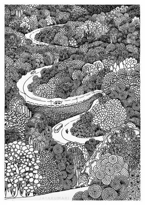 Full Page Pen Art, Drain The Pen Art, Nature Study Drawing Sketch, Pen Art Work Illustrations, Fineliner Art Doodles, Zentangle Art Ideas Creative, Fineliners Drawing, Full Page Drawings, Pen Line Art