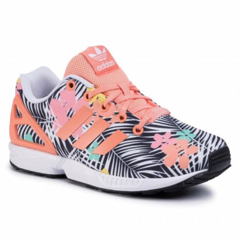 New And Never Worn ..Adidas Ortholite Sneakers With Canvas Printed With Flower On Top And Peach Color Stripes And Laces. In Great Condition. Adidas Floral, Cute Sneakers, Shoes Adidas, Peach Color, White Adidas, Color Stripes, Adidas Shoes, Adidas Women, New Outfits