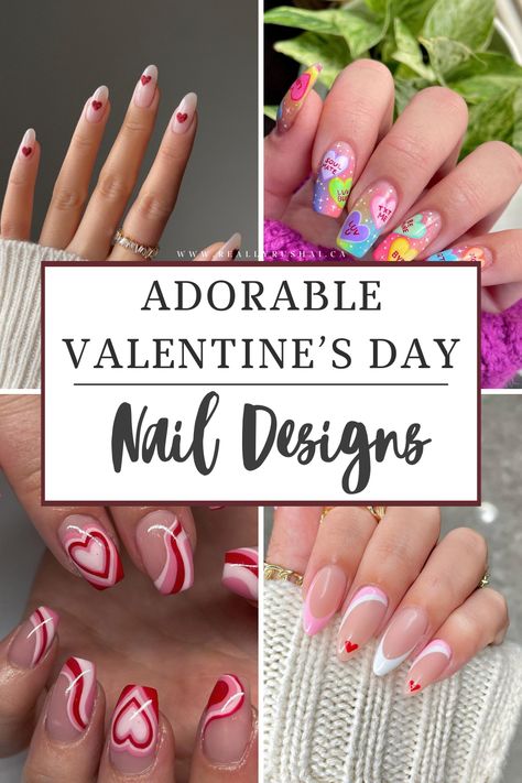 40+ Adorable and Cute Valentine’s Day Nails - ReallyRushai Valentine’s Day Glitter Nails, Dainty Valentines Nails, Valentines Manicure Ideas, Valentine Nail Art Designs Unique, Neutral Valentines Nails, Celebrate February, Valentines Nail Art Designs, Manicured Nails, Short Nail Manicure