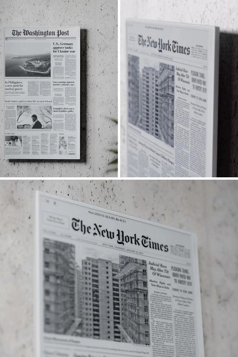 Experience the blend of digital and analog news consumption with Project E Ink, a 32-inch electronic ink display that showcases the daily front page of your subscribed newspaper. Hang it on your wall for a unique and artistic way to stay informed. Learn More! #ProjectEInk #DigitalNews #EInkDisplay E Ink Display, Newspaper Front Pages, Front Page Design, E Ink, Flyer Design Layout, Digital News, School Accessories, Still Alive, Wall Frame