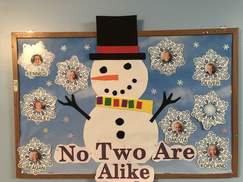 Our preschool class winter bulletin board Toddler Bulletin Boards, Winter Bulletin Board Ideas, Snowman Bulletin Board, December Bulletin Boards, Winter Classroom Decorations, Holiday Bulletin Boards, Christmas Bulletin Boards, Winter Bulletin Board, January Bulletin Boards