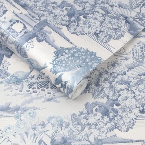 Birds And Trees, Blue And White Wallpaper, Moroccan Bedroom, Toile Wallpaper, Wallpaper Inspiration, Graham Brown, Pastel Designs, How To Hang Wallpaper, Bleu Pastel