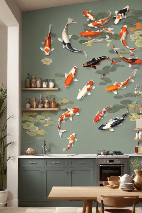 paint color consultant, room color consultant, interior paint design, custom color matching Koi Fish Mural, Koi Mural, Pond Mural, Kitchen Wall Paint, Koi Fish Wallpaper, Paint Guide, Paint For Kitchen Walls, Pond Painting, 2024 Kitchen