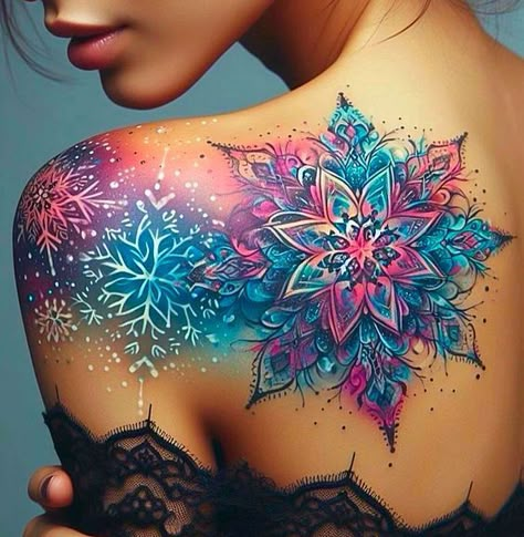 Glitter Effect Tattoo, Tattoo Bunt, Watercolor Tattoo Ideas, Bright Tattoos, Tattoo Henna, Tattoos For Women Flowers, Muster Tattoos, Tasteful Tattoos, Watercolor Tattoos