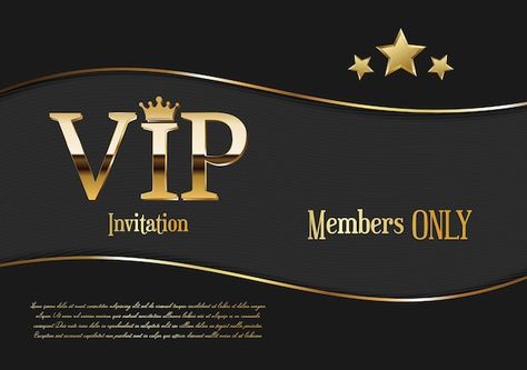 Golden vip invitation card in dark black... | Premium Vector #Freepik #vector #vip-badge #vip #premium #vip-member Vip Invitation Card Design, Vip Invitation Card, Vip Pass Design, Vip Card Design, Vip Invitation, Black And Gold Background, Vip Design, Vip Logo, Design Vip