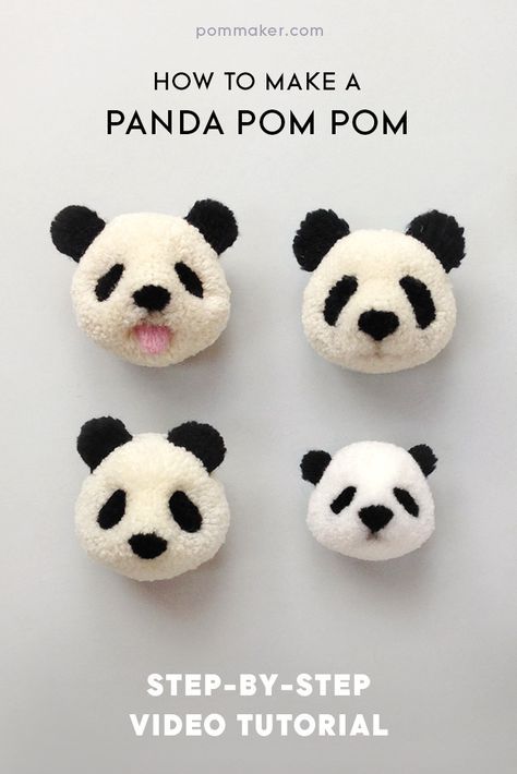 DIY: panda pompom Pompom Tutorial, Easy Gifts To Make, Pompon Diy, Pom Pom Animals, Profitable Crafts, Hantverk Diy, Diy Pom Poms, Diy Unicorn, Diy Pom Pom