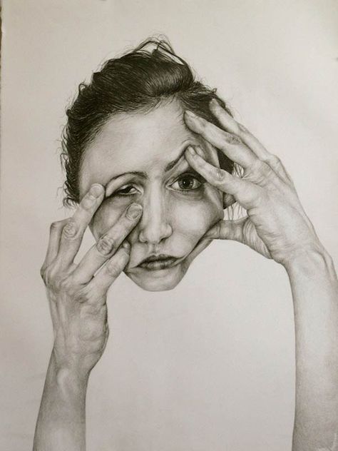 Self-Deception Drawing by Gillian Lambert Gillian Lambert, Distortion Art, Painting Portfolio, Face References, Art Alevel, Art Mediums, 얼굴 드로잉, Gcse Art, Inspiring Art