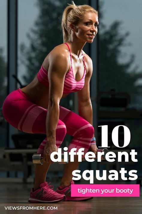 Tighten your lower body with one of these 10 barbell and dumbbell squats Squats With Dumbbells Women, Barbell Squats Women, Squats With Dumbbells, Dumbell Squats, Dumbbell Squats, Different Squats, Posterior Chain, Squat Variations, Dumbbell Squat