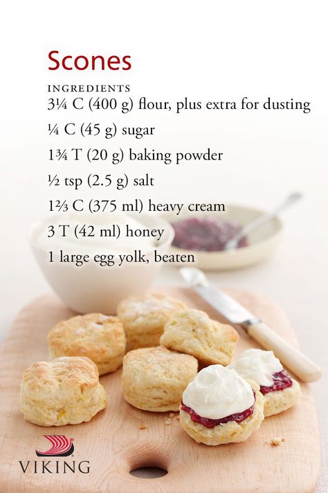 Bring a little piece of our Wintergarden to your home with the perfect scone recipe sure to remind you of tranquil afternoon tea on board. Don't forget the jam! #vikingcruises #baking #foodietravel #dessert #yummy Home Made Scones Recipe, Honey Scones Recipe, Turn Over Recipe, Soft Scones Recipe, British Scones Recipe, English Scones Recipe, Tea Time Recipes, English Dessert Recipes, Easy Scones Recipe