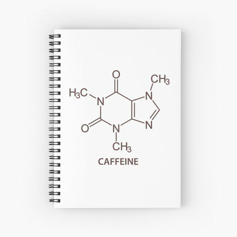 Caffeine Chemical Molecule Formula For Coffee Lover by LunaLion | Redbubble Coffee Molecule, Chemistry Background, Caffeine Molecule, Hex Color Codes, Organic Chemistry, Hex Colors, Biochemistry, Notebook Design, Spiral Notebook