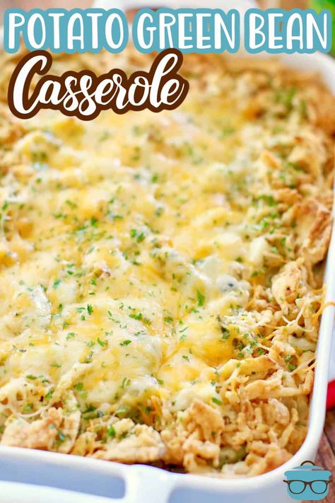 Potato Green Bean Casserole - The Country Cook Potato Green Bean Casserole, Green Bean Casserole With Bacon, Keto Green Bean Casserole, Potato Green Bean, Casserole Dinners, Green Bean Casserole Campbells, Cheesy Green Bean Casserole, Casserole With Bacon, Classic Green Bean Casserole