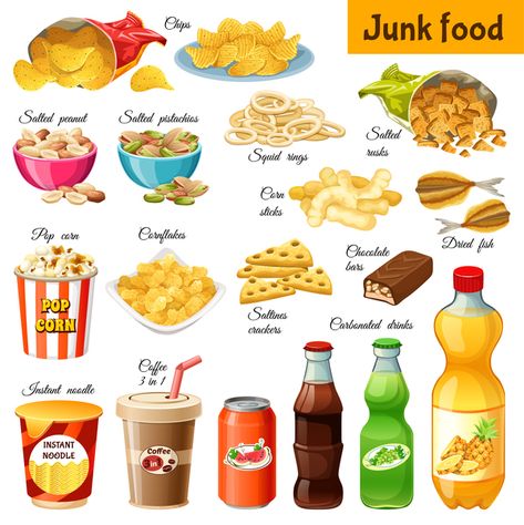 Free EPS file Junk food vector illustration download Name:  Junk food vector illustration Files source:  Go to Website License:  Creative Commons (Attribution 3.0) Categories:  Vector Food File Format:  EPS Tagliatelle, Junk Food Meals, Snacks List Junk Food, Unhealthy Food Pictures, Junk Food List, Food Chart For Kids, Food Vector Illustration, Food Junk, Digital Tutorial