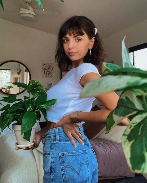 Black Bangs, Black Instagram, Rebecca Black, Big Plants, Plant Mom, Black Hair, Bangs, Cool Hairstyles, Mom Jeans