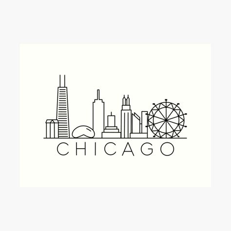 Get my art printed on awesome products. Support me at Redbubble #RBandME: https://www.redbubble.com/i/art-print/Chicago-Skyline-by-jamiemaher15/60584228.1G4ZT?asc=u Chicago Line Art, Chicago Drawing Simple, Chicago Stamp Tattoo, Chicago Skyline Sketch, Chicago Painting Easy, Chicago Tattoo Ideas Simple, Chicago Doodles, Chicago Tattoo Ideas, Chicago Skyline Drawing