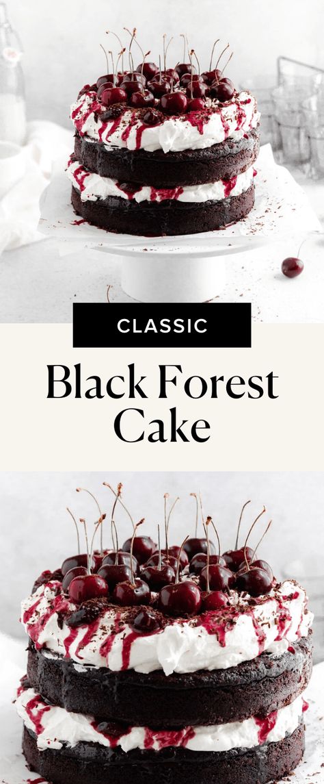 Broma Bakery Cake, Black Forest Cake From Box Cake, Black Forrest Cake, German Black Forest Cake, Black Forest Cake Recipe, Black Forest Gateau, Fresh Whipped Cream, Broma Bakery, Chocolate Cherry Cake