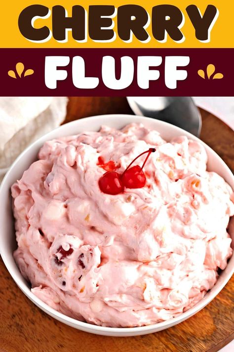 Whip up this cherry fluff for a deliciously light treat! It's great for potlucks and holiday parties. Best part? You only need a few easy ingredients to do it! Fluff Salads, Fluff Recipes, Cherry Fluff, Cherry Salad, 2 Ingredient Desserts, Cherries Salad, Canning Cherry Pie Filling, Fluff Recipe, Fluff Desserts