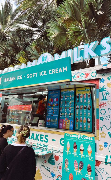 Soft Ice Cream Aesthetic, Ice Cream Stand Aesthetic, Soft Serve Ice Cream Truck, Soft Ice Cream Ideas, Soft Serve Ice Cream Aesthetic, Ice Cream Truck Aesthetic, Soft Serve Ice Cream Shop, Ice Cream Kiosk Design, Ice Cream Shop Interior Design