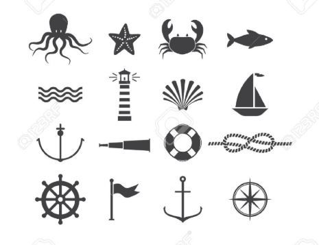 Nautical symbols Nautical Symbols Tattoo, Pirate Symbols Tattoo, Nautical Finger Tattoo, Sailing Symbols, Ocean Symbols, California Tattoos, Nautical Symbols, Pirate Symbols, Nautical Tattoos