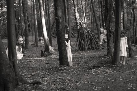 Photoshoot In Woods, Haunting Photography, Scary Woods, Creepy Woods, Scary Photography, Mask Photoshoot, Spooky Woods, Witches Woods, Creepy Photography