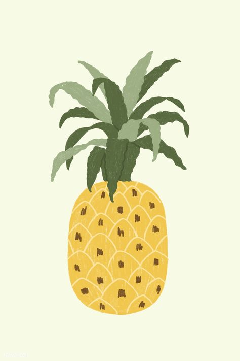 Hand drawn pineapple design resource mockup | premium image by rawpixel.com / Noon Pineapple Aesthetic, Denim Paint, Fruit Doodle, Pineapple Illustration, Pineapple Graphic, Pineapple Wallpaper, Pomegranate Design, Cherry Design, Fruit Cartoon