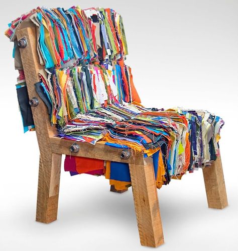 cool chair from old fabric scraps (projects, crafts, DIY, do it yourself, interior design, home decor, fun, creative, uses, use, ideas, inspiration, 3R's, reduce, reuse, recycle, used, upcycle, repurpose, handmade, homemade, colourful, soft, wooden) Recycle Interior, Desain Furnitur Modern, Scrap Fabric Projects, Stylish Interior Design, Art Chair, Design Del Prodotto, Design Competitions, Lifestyle Design, Take A Seat