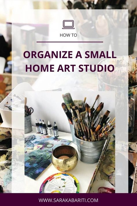 Find out how to keep your small art studio in order to ease you into your creative practice. Artist Studio Organization, Craft Studio Organization, Ways To Organize Your Home, Artist Desk, Home Art Studio, Art Studio Storage, Small Art Studio, Art Studio Space, Art Studio Organization