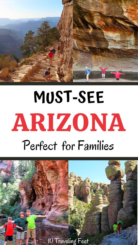 Arizona Bucket List Sites! Perfect for an Arizona Road Trip, Family Vacation or Weekend Getaway to Arizona. Kid-friendly sites and easy hikes with awe-inspiring scenery. Don't Miss these Fantastic Destinations! Arizona With Kids Things To Do, Family Trip To Arizona, National Parks In Arizona, Road Trip Arizona, Arizona Vacation Ideas, Arizona Spring Break, Places To Go In Arizona, Arizona Family Vacation, Phoenix Arizona With Kids