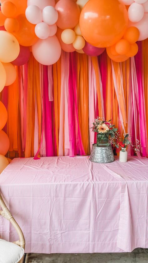 joyfuleventsandballoons on Instagram: These $1 tablecloths can be found at Walmart, Target, The Dollar Tree, or anywhere that sells party decor! Unfold them and cut them… Plastic Tablecloth Backdrop, Verdine White, Backdrop Frames, Tablecloth Backdrop, Flower Power Party, Simple Table Decorations, Cloth Banners, Streamer Backdrop, Holiday Hosting