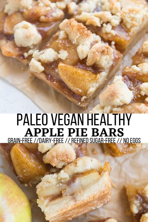 Paleo Apple Dessert, Sugar Free Apple Pie, Paleo Apple Pie, Apple Pie Bars Recipe, Healthier Baking, Paleo Christmas, Flourless Desserts, Paleo Apple, Easy Bar Recipes