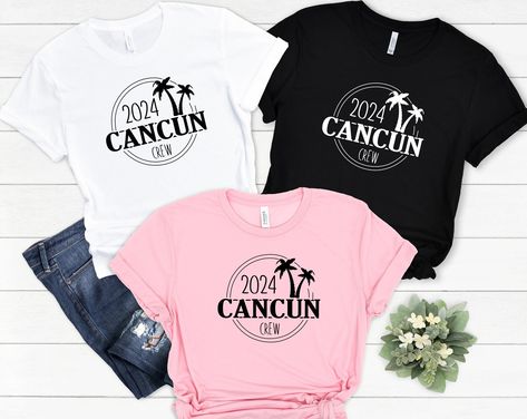 Cancun Family Vacation, Group Vacation Shirts, Matching Friends, Palm Tree Shirt, Cancun Vacation, Trip Shirts, Girls Trip Shirts, Travel Shirt, Family Vacation Shirts