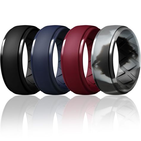 PRICES MAY VARY. ACTIVE LIFESTYLE ESSENTIAL: Comfortable and durable, our silicone wedding band are great replacements for formal wedding band to keep it safe from scratches and damage during any physical activity, including workouts, climbing, lifting, strength training, etc BREATHABLE & ERGONOMIC: Upgraded airflow circuits enable a refresh and cooling wearing experience. The inner archs ensures no pressure marks and holds rings in place while fingers move TOP GRADE SILICONE: Egnaro mens silico Rubber Wedding Band, Traditional Wedding Rings, Wedding Workout, Silicone Wedding Band, Silicone Wedding Rings, Men Rings, Mens Rings, Silicone Ring, Ring Men