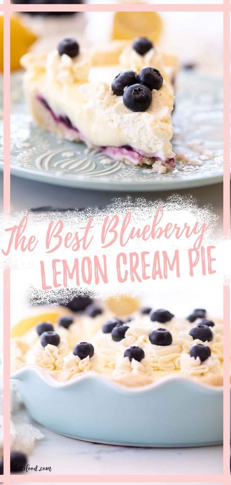 Lemon Blueberry Pie, Blueberry Lemon Pie, Homemade Blueberry Pie Filling, Blueberry Custard Pie, Lemon Pudding Recipes, Lemon Cream Pie, Blueberry Pudding, Blueberry Cream Pies, Homemade Blueberry Pie