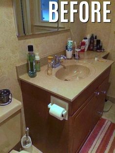 This makeover idea is amazing! #howto #diy #diys #craft #crafts #crafting #howto #ad #handmade #homedecor #decor #makeover #makeovers #redo #repurpose #reuse #recycle #recycling #upcycle #upcycling #unique #bath #bathroom #bathroomremodel Peeling Wallpaper, Old Sink, Luxury Vinyl Tile Flooring, Old Bathroom, Master Bath Remodel, Inspire Me Home Decor, Bad Design, Cute Diy, Phase 2