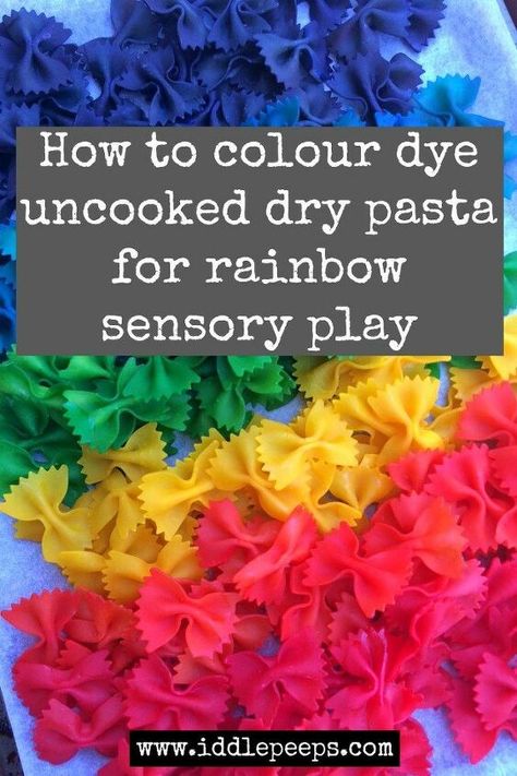 Colourful Pasta, Dye Pasta, Coloured Pasta, Rainbow Sensory, Pasta Crafts, Diy Kids Crafts, Dry Pasta, Toddler Sensory Bins, Colored Pasta