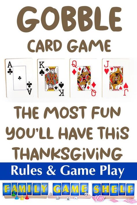 Have a blast this Thanksgiving with the card game Gobble. Simple to play and a side splitting good time. Thanksgving will never be the same. Get the rules and learn how to play to make this Thanksgiving the best one ever. Game Shelf, Thanksgiving Gathering, Family Card Games, Fun Card Games, Family Party Games, Card Games For Kids, Family Fun Night, Thanksgiving Card, Family Fun Games