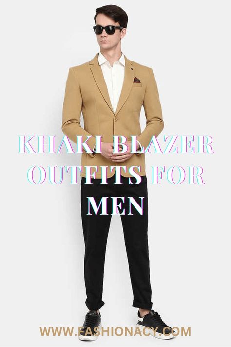 Khaki Blazer Outfits Men Khaki Blazer Outfit Mens, Khaki Blazer Outfit, Blazer Men Outfit, Blazer Outfits For Men, Khaki Blazer, Outfits For Men, Cotton Blazer, Men Style Tips, Blazer Outfits