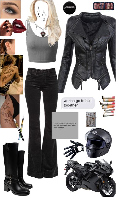 Biker Babe Outfit, Biker Outfits, Biker Costume, Biker Girl Outfits, Biker Gloves, Biker Babe, Biker Outfit, Dress Up Day, Black Y2k