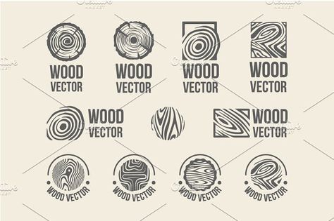 Set of wood rings texture logo by AliceNoir on @creativemarket Bookmark Logo, Wood Logo Design, Whatsapp Logo, Wooden Logo, Adobe Illustrator Vector, Wood Logo, Logo Minimalista, Texture Logo, Woodworking Logo