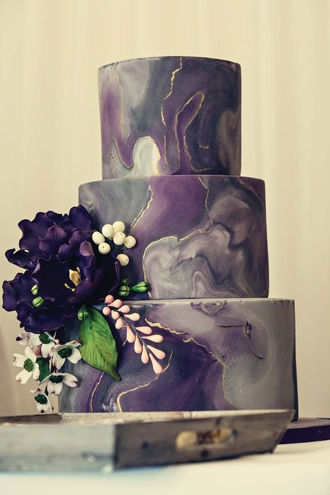 Wedding Inspiration Rushton Hall Wedding Fair | Meet the Exhibitors Black And Purple Wedding Cake, Plum Wedding Cake, Purple Wedding Cupcakes, Purple Black Wedding, Gray Wedding Cake, Dark Purple Wedding, Black Weddings, Purple Wedding Cake, Silver Wedding Cake