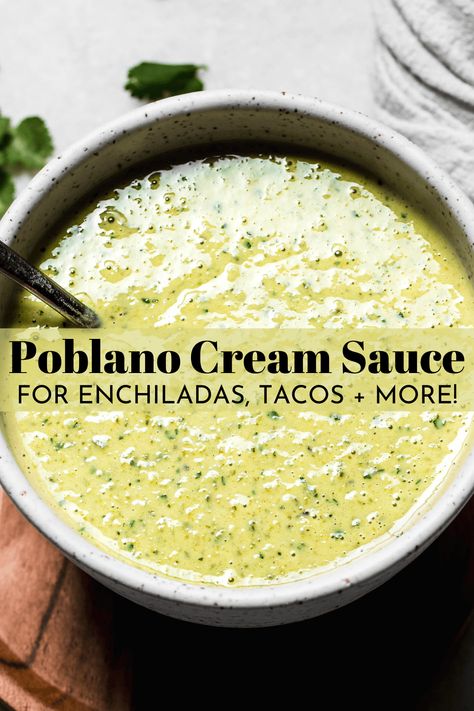 Poblano Cream Sauce Poblano Cream Sauce, Poblano Sauce, Enchilada Pasta, Roasted Poblano Peppers, Poblano Peppers, Rose Recipes, Cream Butter, Stuffed Poblano Peppers, Food Pairings