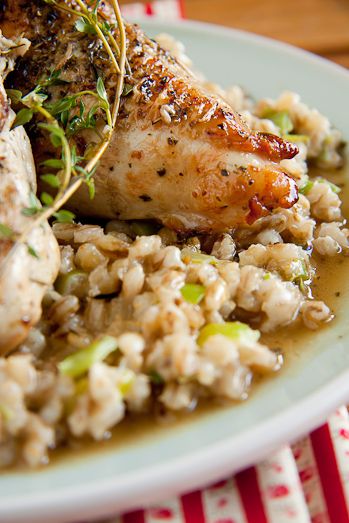 Roast Chicken with Barley Risotto Roast Chicken Sides, Chicken Sides, Barley Risotto, Barley Recipe, Roasted Chicken Breast, Roast Chicken, Poultry Recipes, Couscous, Chicken Breasts