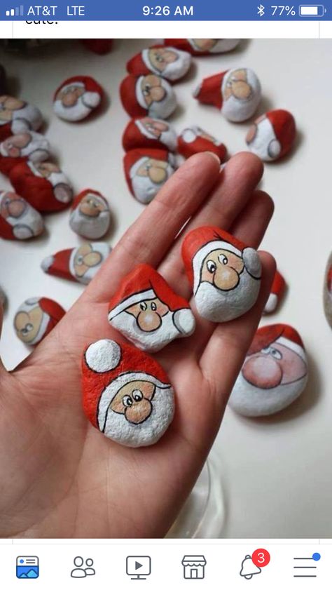 Diy Christmas Paintings, Christmas Rock, Painted Rocks Diy, Rock Painting Patterns, Rock Painting Designs, Christmas Decorations Rustic, Stone Crafts, Rock Design, Christmas Paintings