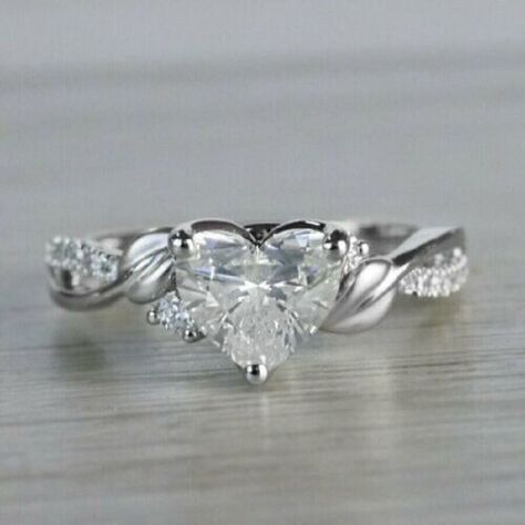 ad eBay - Find many great new & used options and get the best deals for 14K White Gold Plated Lab Created 2.85Ct Heart Shape Diamond Engagement Ring at the best online prices at eBay! Free shipping for many products! Pretty Wedding Ring, Heart Shaped Wedding Rings, Heart Shaped Diamond Engagement Ring, Pretty Wedding Rings, Cute Promise Rings, 1 Carat Diamond Ring, Heart Shaped Diamond Ring, Heart Shaped Engagement Rings, Heart Wedding Rings