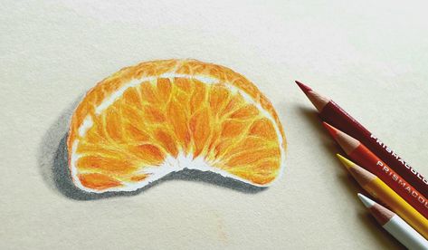 Zeichnung einer Mandarine, Mandarinen Stück gezeichnet Orange Slice Drawing Realistic, Orange Pencil Drawing, Mandarin Drawing, Orange Fruit Drawing, Tangerine Drawing, Orange Sketch, Easy Realistic Drawings, Orange Drawing, Drawing Orange