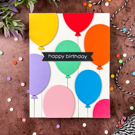 Balloons Video, Cricut Birthday Cards, Four Day Weekend, Birthday Craft, Birthday Stamps, Bday Cards, Birthday Crafts, Kids Birthday Cards, Birthday Cards Diy