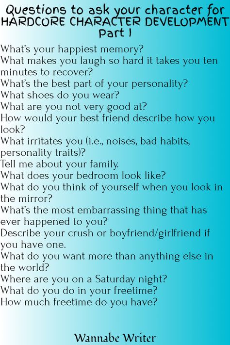 How To Get To Know Your Characters Better, Oc Questions Writing Prompts, Get To Know Characters, Hobbies For Book Characters, Getting To Know Your Oc, Stuff To Know About Your Oc, How To Write An Emotionless Character, Oc Character Questions, Getting To Know Your Character